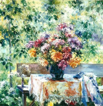 庭園 Painting - 花の木の庭の夏の午後